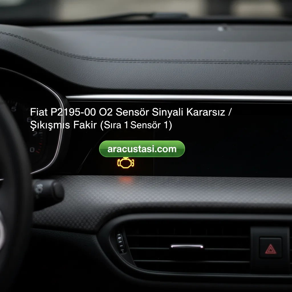 Fiat P2195-00 Arıza Kodu – O2 Sensör Sinyali Kararsız / Sıkışmış Fakir (Sıra 1 Sensör 1) 3 Fiat P2195-00, O2 sensör arızası, Fakir yakıt karışımı, Motor arıza ışığı, Fiat OBD-II kodu