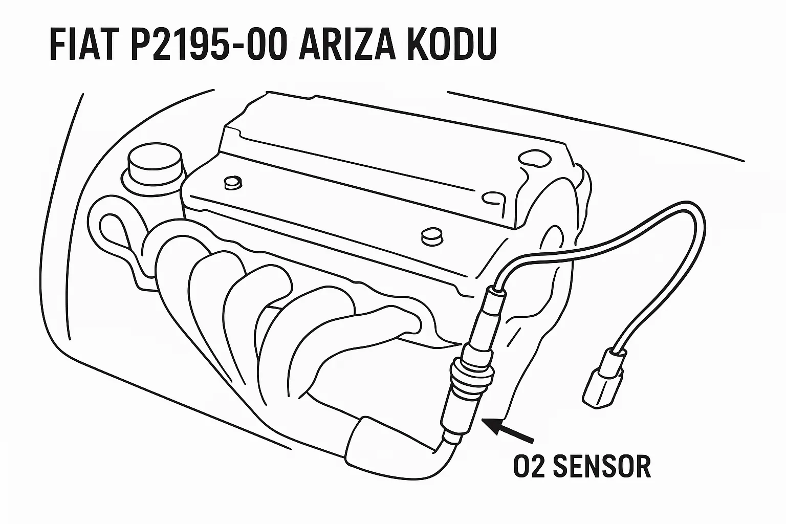 Fiat P2195-00 arıza kodu, O2 sensörü arızası, Fiat motor arıza kodları, P2195 hata çözümü, Fiat Egea sensör konumu